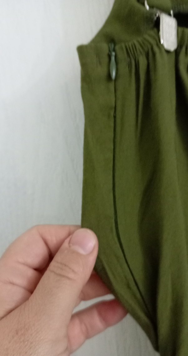 Kadın Keten Haki Askılı Tulum - Görsel 5