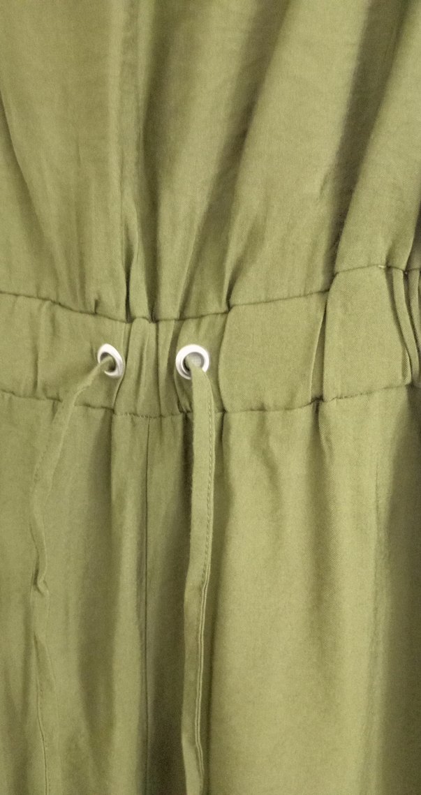 Kadın Keten Haki Askılı Tulum - Görsel 2