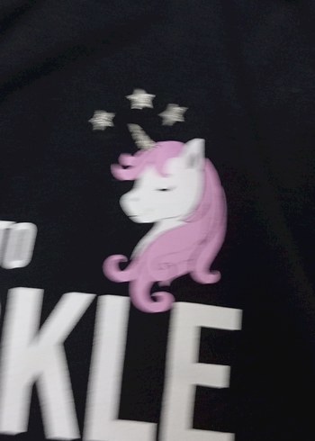 Kız Çocuk Siyah Uzun Kollu Ponili  Tişört - Görsel 2