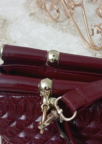 Bordo Parlak Deri Kadın Çanta - Görsel 2