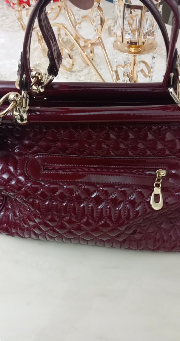 Bordo Parlak Deri Kadın Çanta - Görsel 4