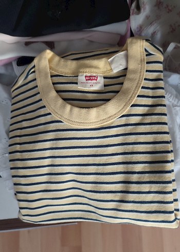 Levi's Kadın Sarı Çizgili Vücuda Tam Oturan Tişört