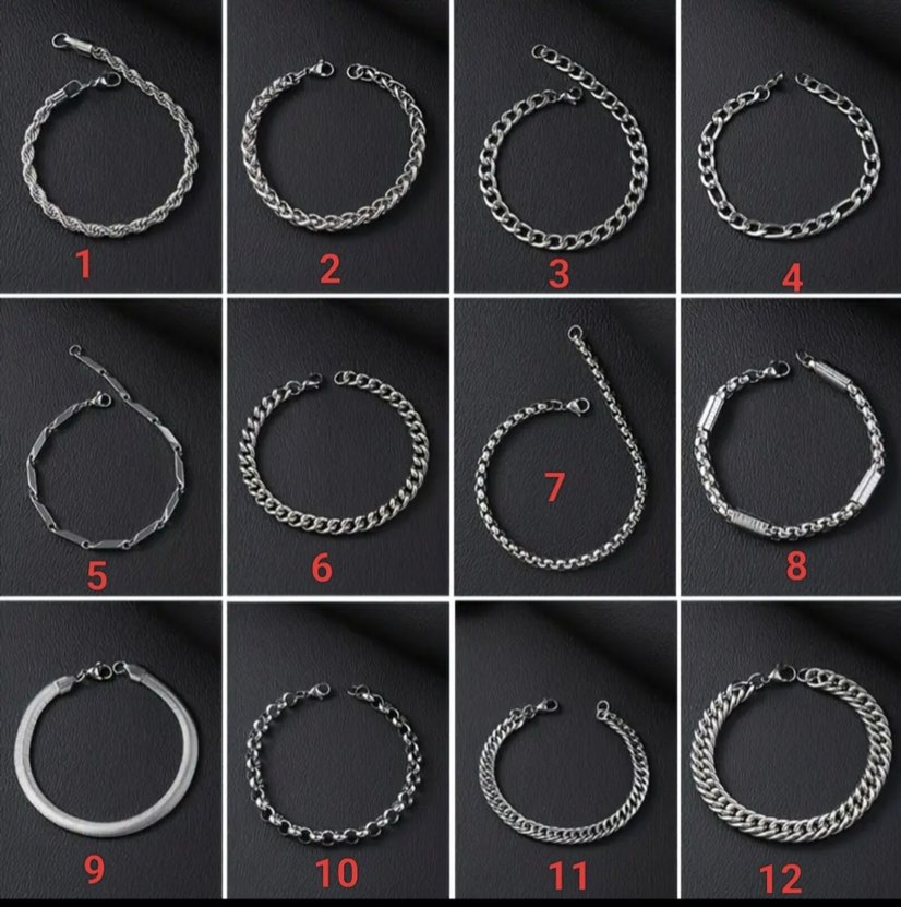 Gri Erkek Zincir Bileklik Seti - Görsel 2