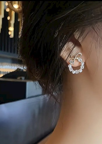 İNCİ DETAYLI FİYONK KÜPE - Görsel 3