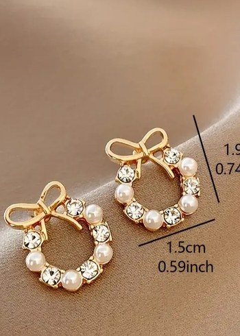 İNCİ DETAYLI FİYONK KÜPE - Görsel 2