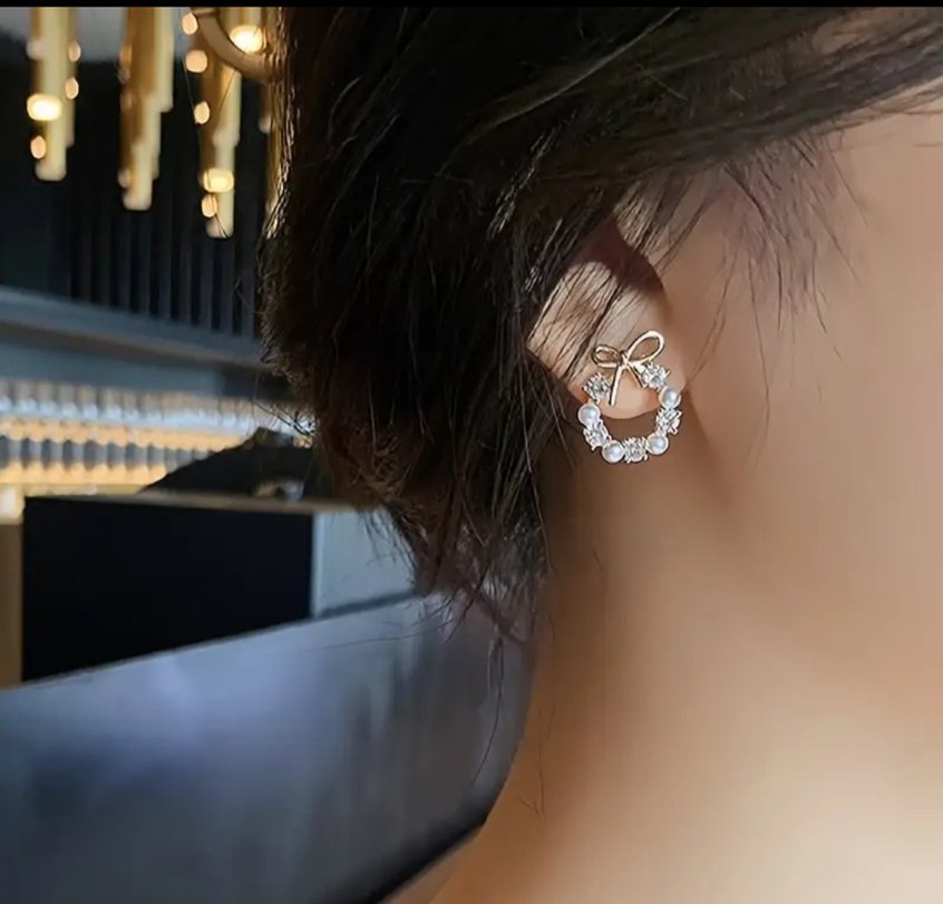 İNCİ DETAYLI FİYONK KÜPE - Görsel 3