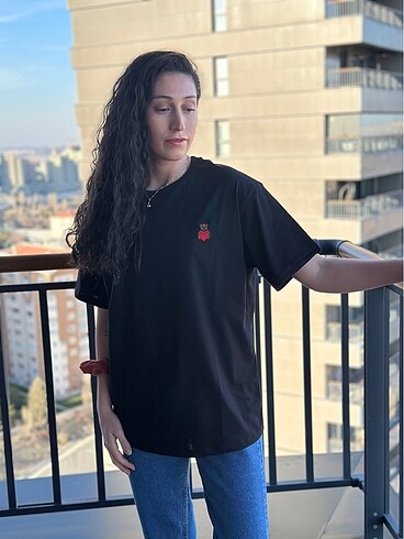 U.S Polo Assn. Minimal Nakış Ayıcıklı Oversize Tişört