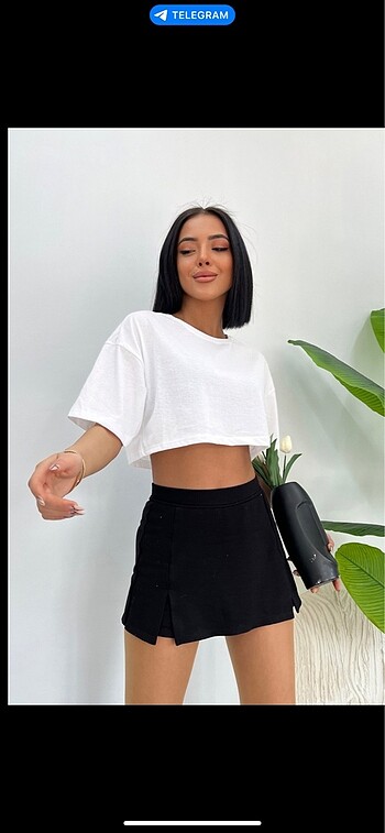 Diğer Beyaz Oversize Crop T-Shirt