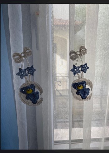 Mavi Nakışlı Hafif Tül Perde - Görsel 2