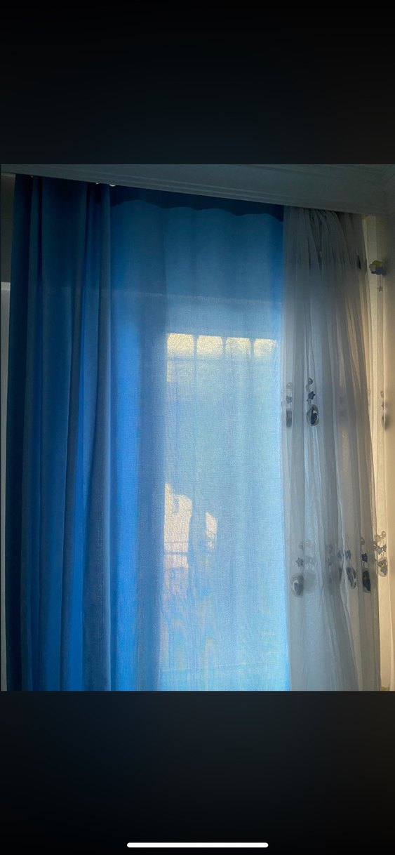 Mavi Nakışlı Hafif Tül Perde - Görsel 4