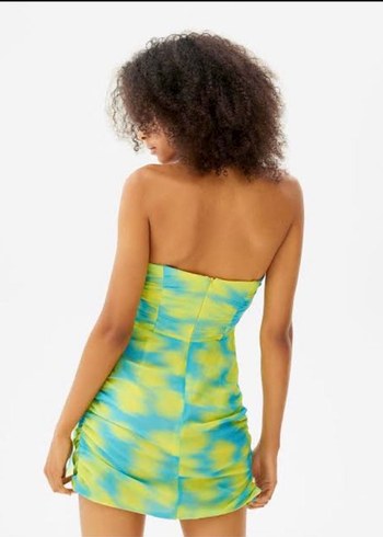 Bershka Askılı Drapeli Mini Tie-Dye Elbise