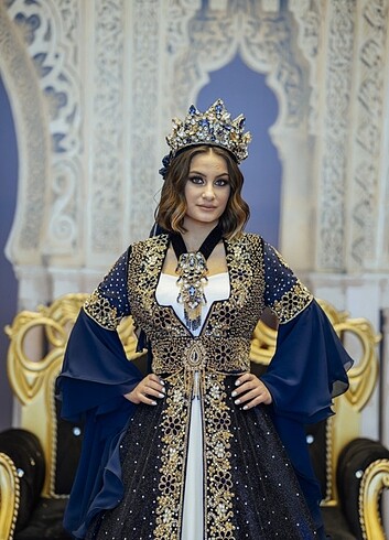 m Beden Kına gecesi için lacivert kaftan 