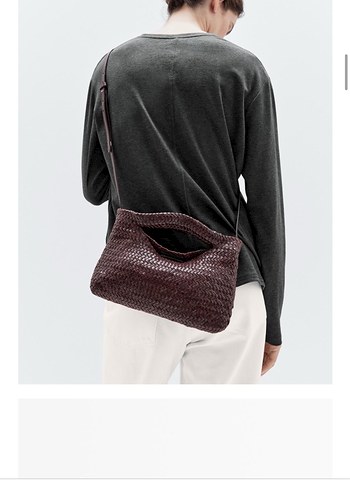 Massimo Dutti Bordo Örgü Deri Kadın Çanta