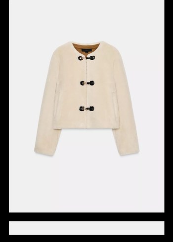 Zara Düğmeli Beyaz Midi Kadın Ceket