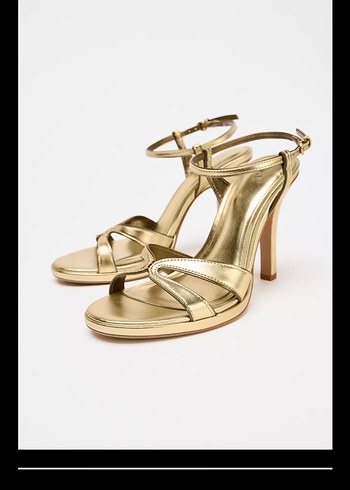 Zara Altın Renkli, Tokalı Stiletto Kadın Abiye Ayakkabı