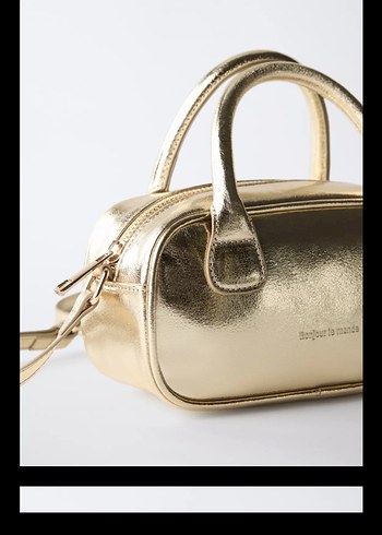  Beden altın Renk Zara Metallic Mini Bowling Çapraz Askılı Çanta