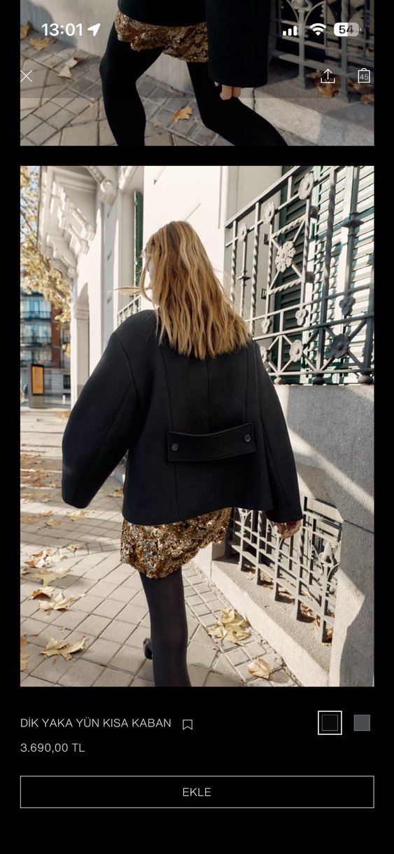 Düğmeli Siyah Kısa Kadın Kaban - Görsel 2