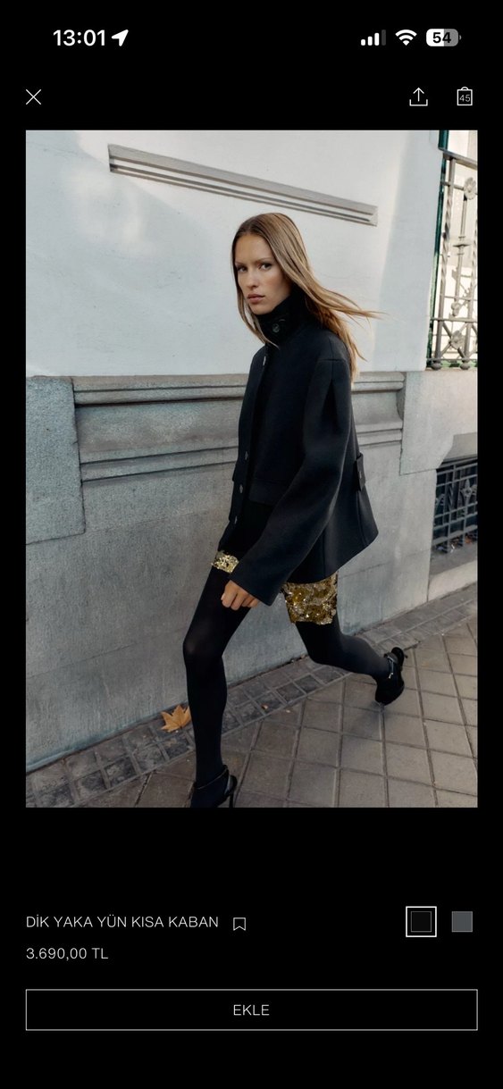 Düğmeli Siyah Kısa Kadın Kaban - Görsel 3