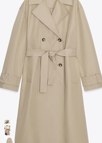 Bej Kuşaklı Deri Kadın Trençkot - Görsel 3