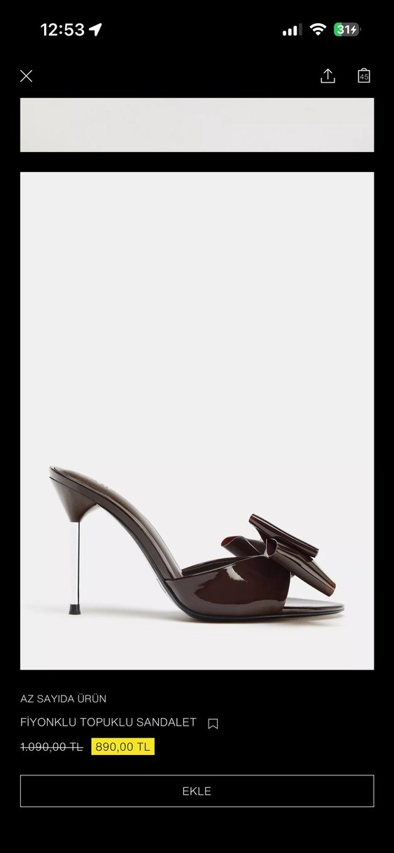 Fiyonklu Kahverengi Stiletto Topuklu Terlik - Görsel 2