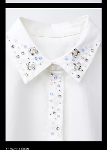 Nakışlı Beyaz Kadın Uzun Kollu Gömlek - Görsel 3