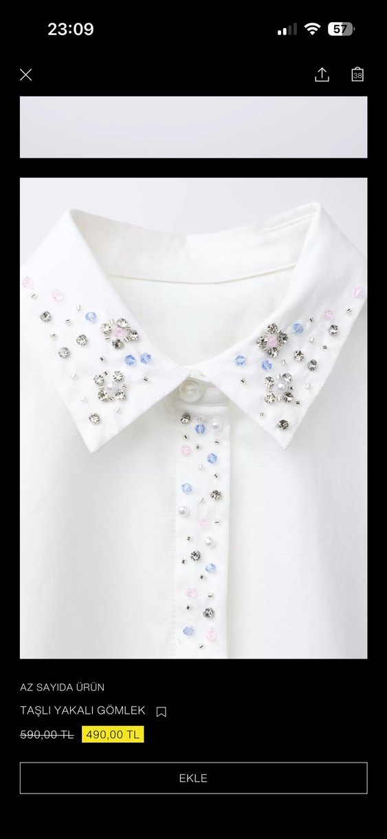 Nakışlı Beyaz Kadın Uzun Kollu Gömlek - Görsel 3