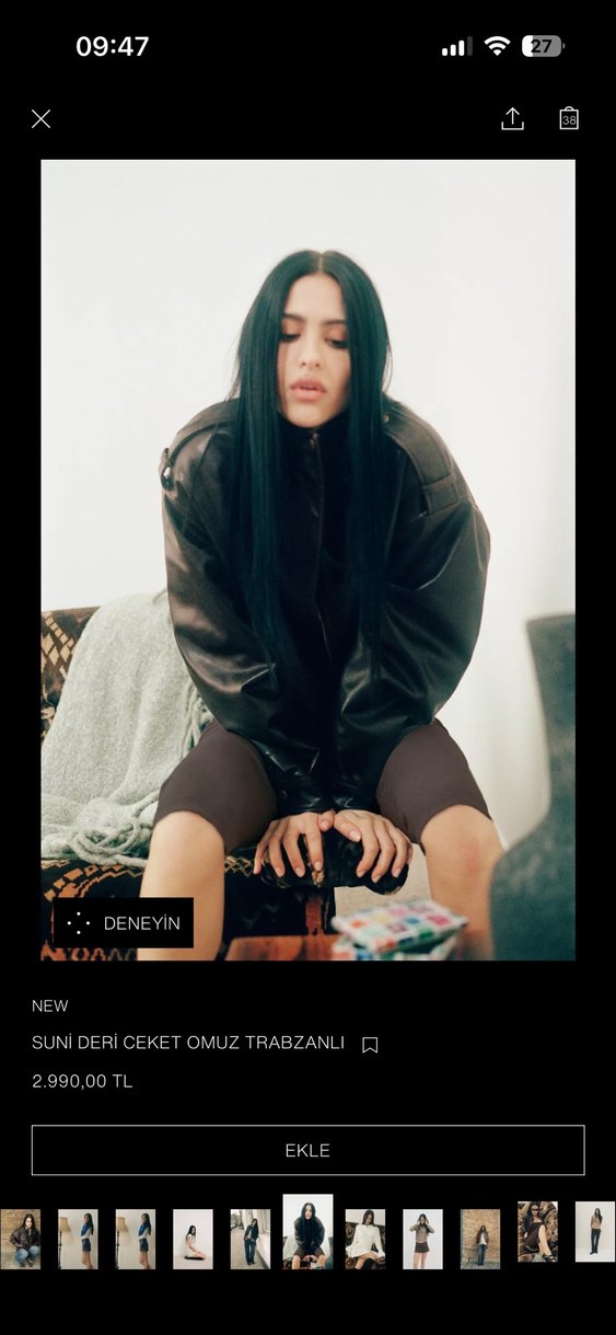 Kahverengi Kemerli Deri Kadın Ceket - Görsel 3