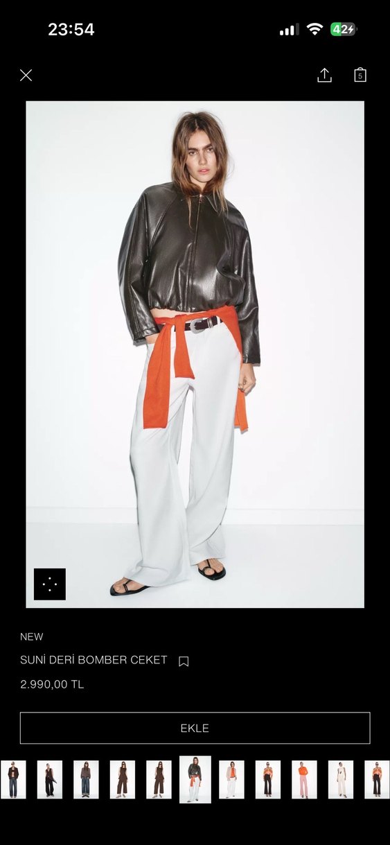 Kahverengi Deri Kadın Ceket - Görsel 3