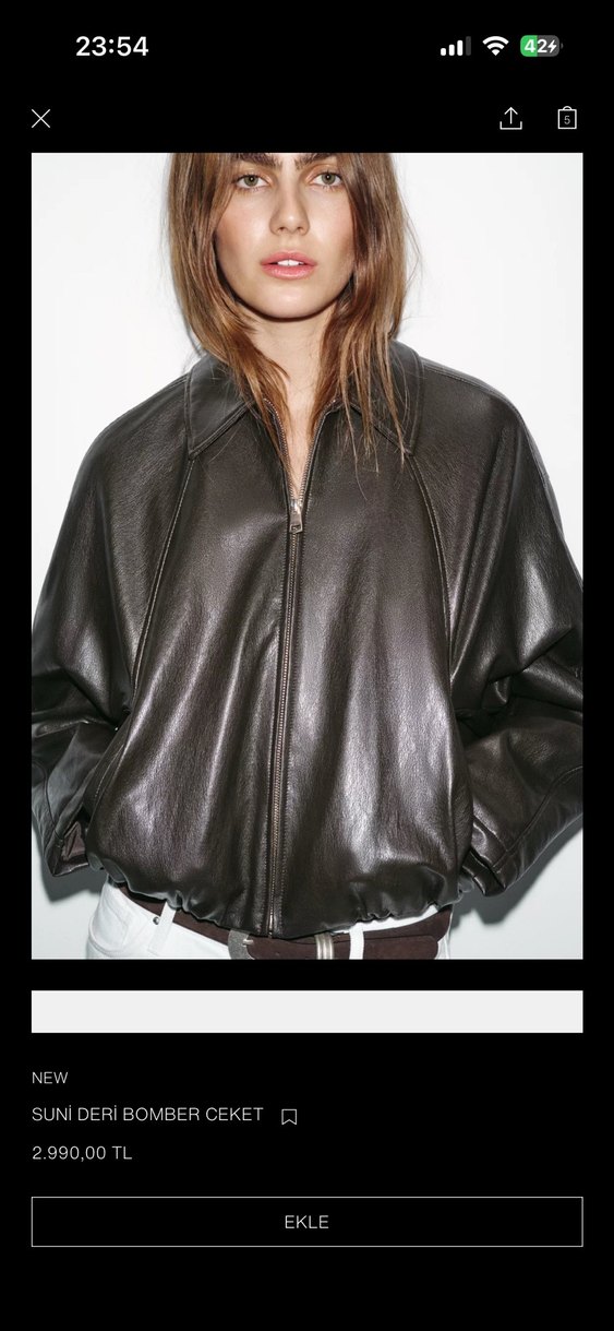 Kahverengi Deri Kadın Ceket - Görsel 2