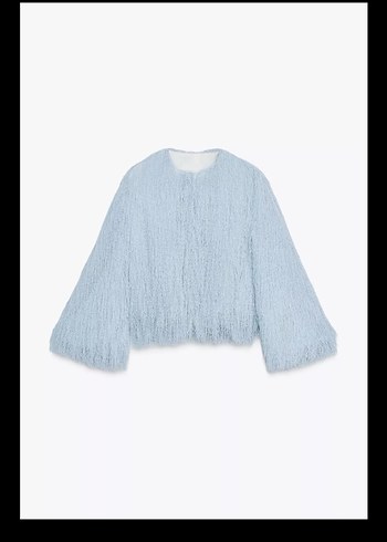 Zara Gri Bohem Püsküllü Örgü Kadın ceket