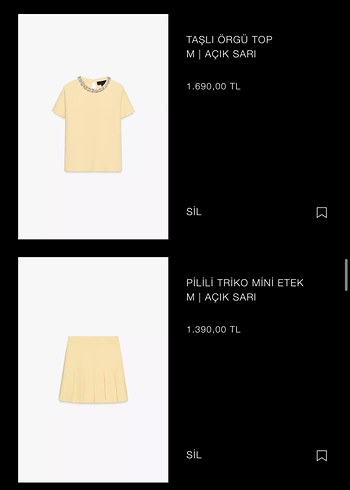 Açık Sarı Pilili Triko Mini Etek