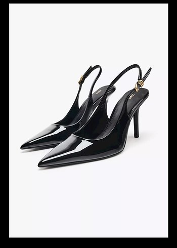 Zara Klasik Siyah Parlak Stiletto Kadın Ayakkabı