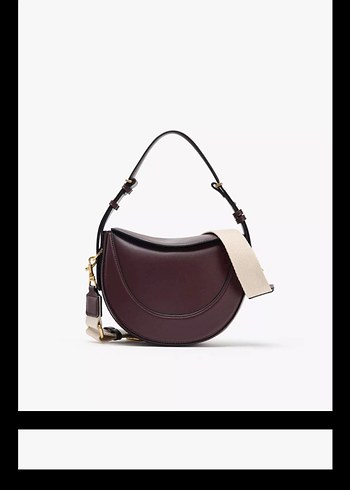 Zara Bordo Deri Kemer Detaylı Kadın Çanta