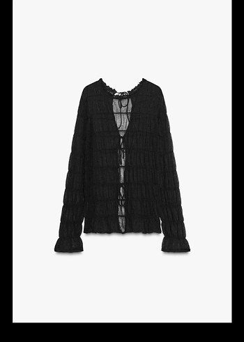 Zara Siyah Pilili Uzun Kollu Kısa Bluz
