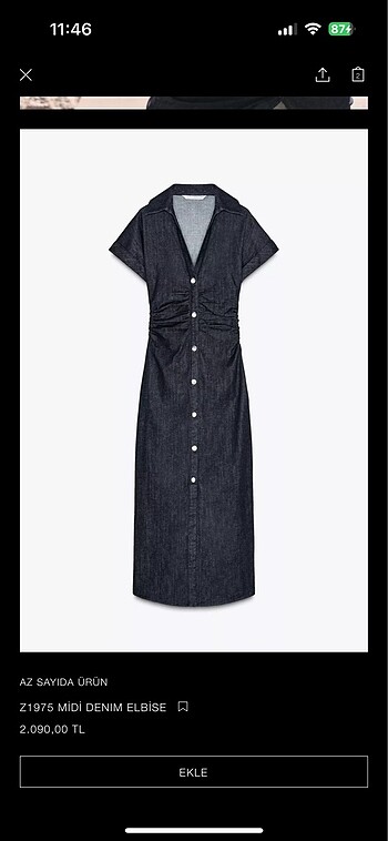 Zara Zara kadın mini denim elbise