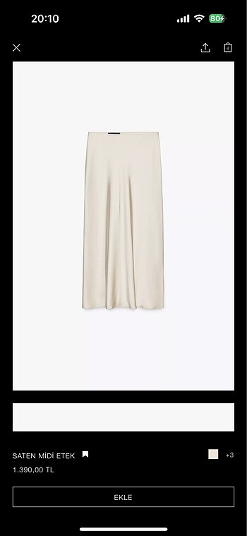 Zara saten midi etek