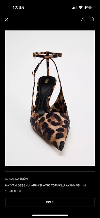 Zara Zara kadın leopar desenli arkası açık sandalet
