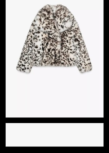 Zara Leopar Desenli Gri Suni Kürk Ceket