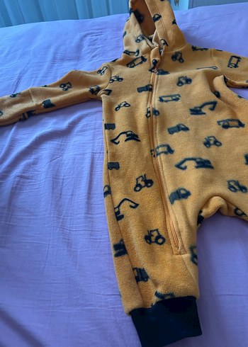 1 Yaş Beden Kapüşonlu Sarı Erkek Bebek Tulum