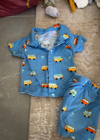 Mavi Baskılı Erkek Bebek Kısa Kollu Tulum - Görsel 2