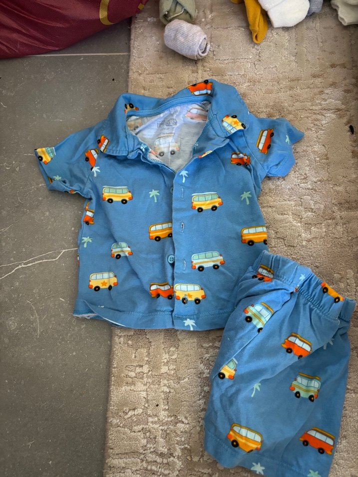 Mavi Baskılı Erkek Bebek Kısa Kollu Tulum - Görsel 2