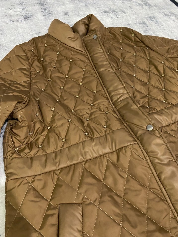 Düğmeli Uzun Kahverengi Kadın Mont - Görsel 2