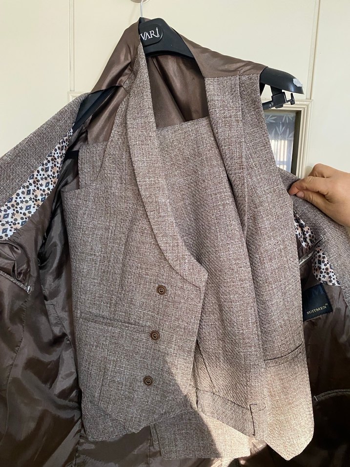 Kahverengi Modern Klasik Erkek Takım Elbise - Görsel 2