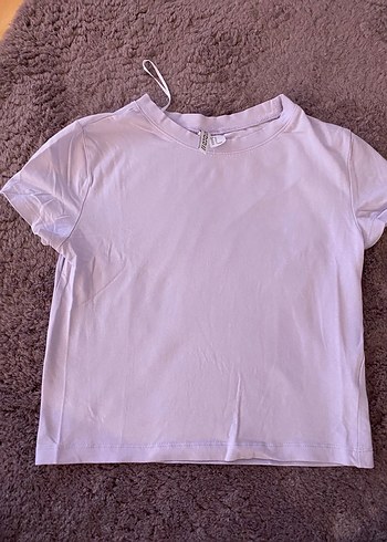 H&M Lila Basic Kısa Kollu Tişört