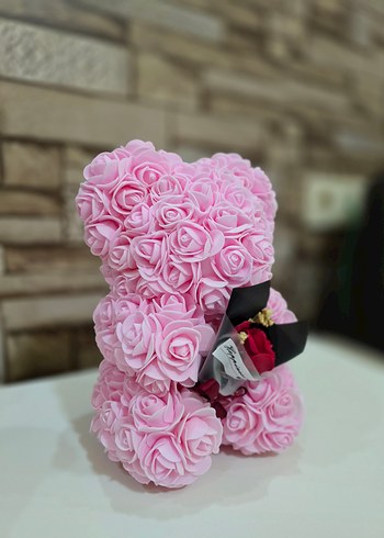Sevgililer Gününe Özel Pembe Gül Detaylı Peluş Ayıcık - Görsel 2
