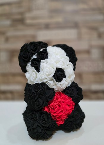 Sevgililer Gününe Özel Renkli Gül Detaylı Peluş Ayıcık - Görsel 3