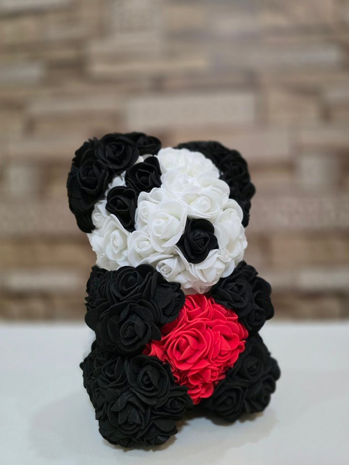 Sevgililer Gününe Özel Renkli Gül Detaylı Peluş Ayıcık - Görsel 3