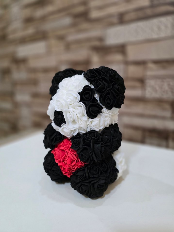 Sevgililer Gününe Özel Renkli Gül Detaylı Peluş Ayıcık - Görsel 2