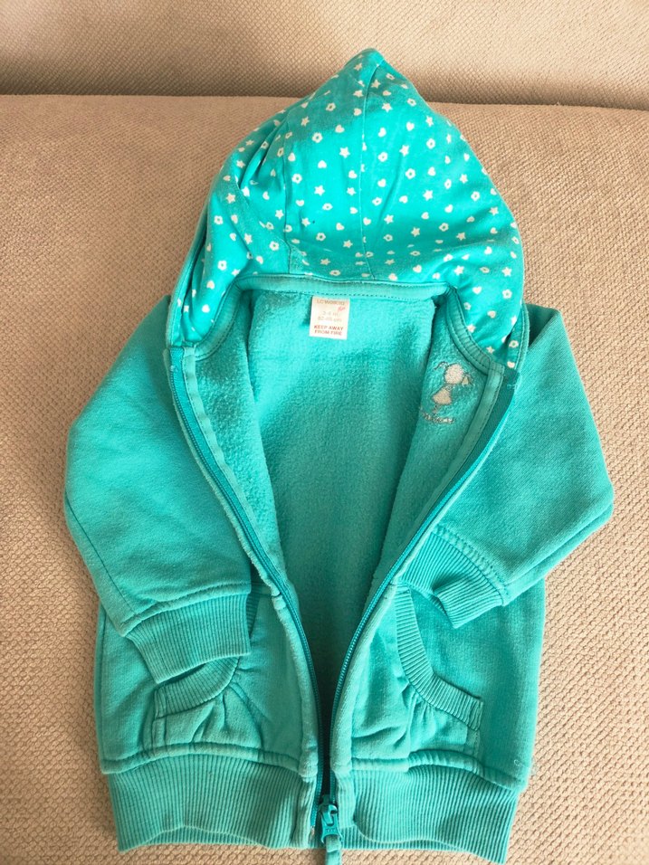 Kız Çocuk Turkuaz Kapüşonlu Fermuarlı Sweatshirt - Görsel 2