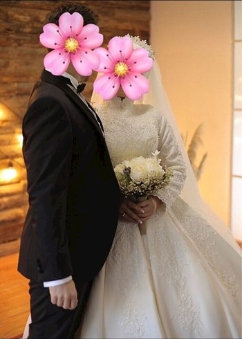 Özel dikim Uzun Kollu Beyaz Prenses Gelinlik - Görsel 5